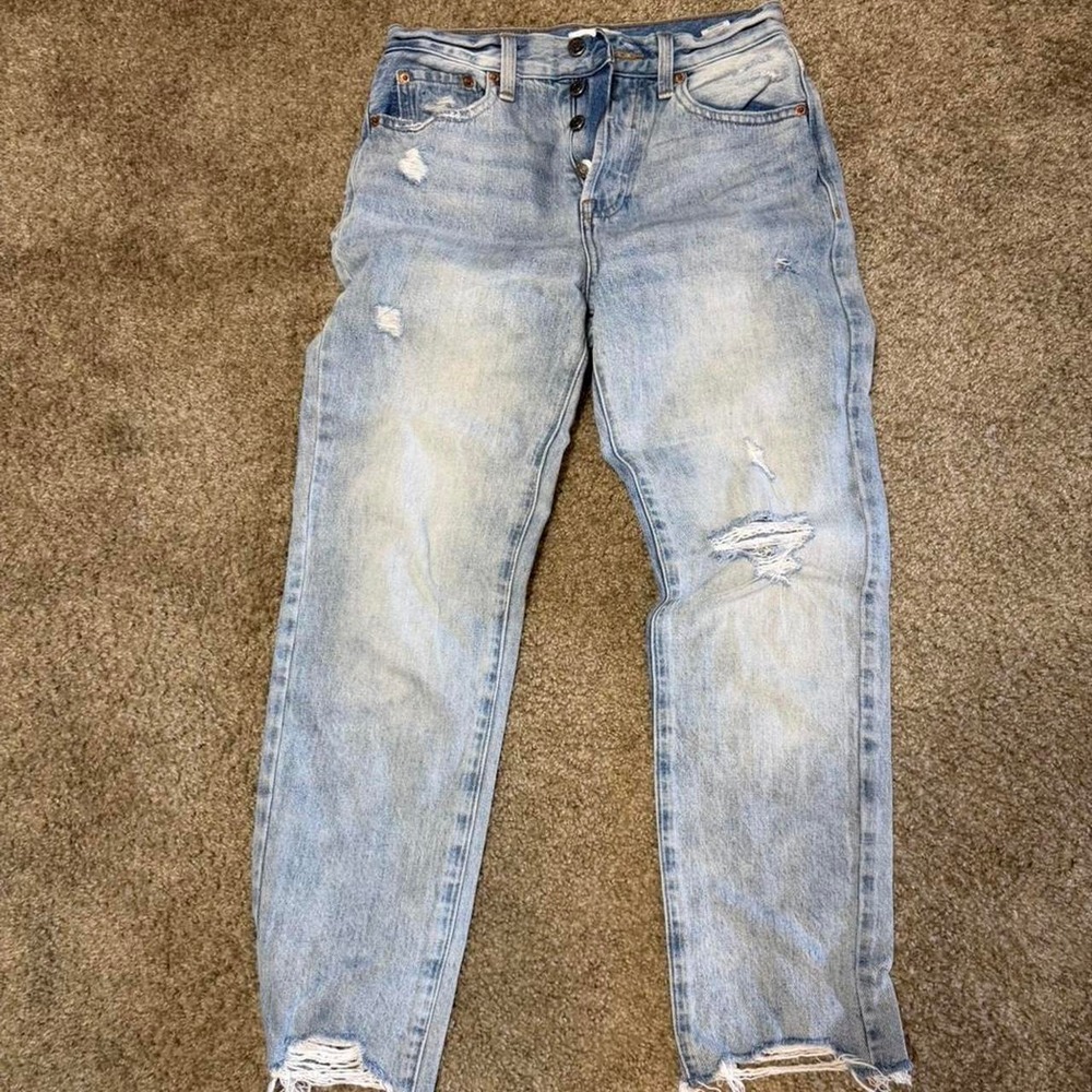 Pistola Frayed Cropped Designer Denim Blue Jeans Size 25 Faded Distressed